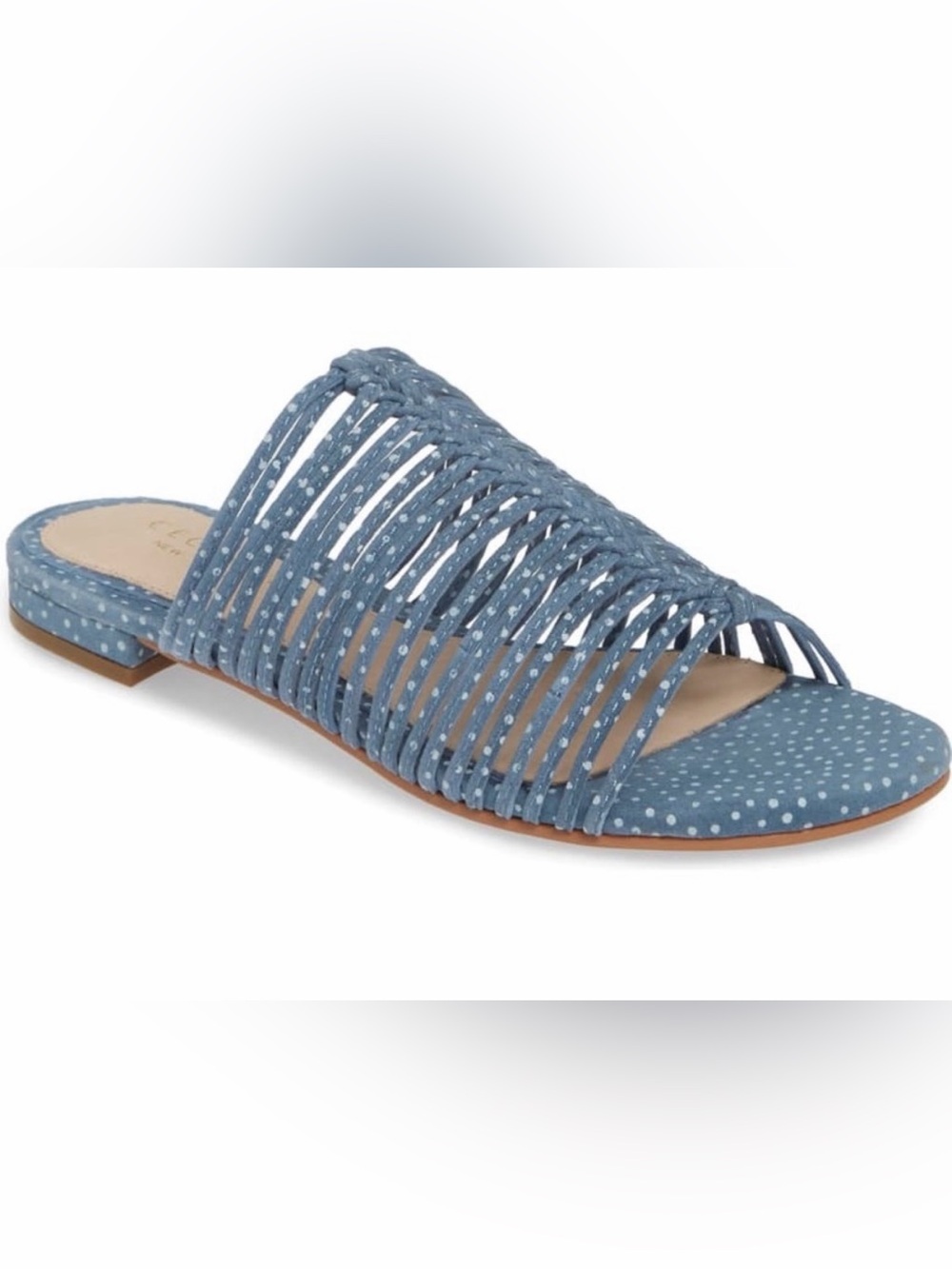 CECELIA NEW YORK Dusty Blue Braided Suede Slide Sandals